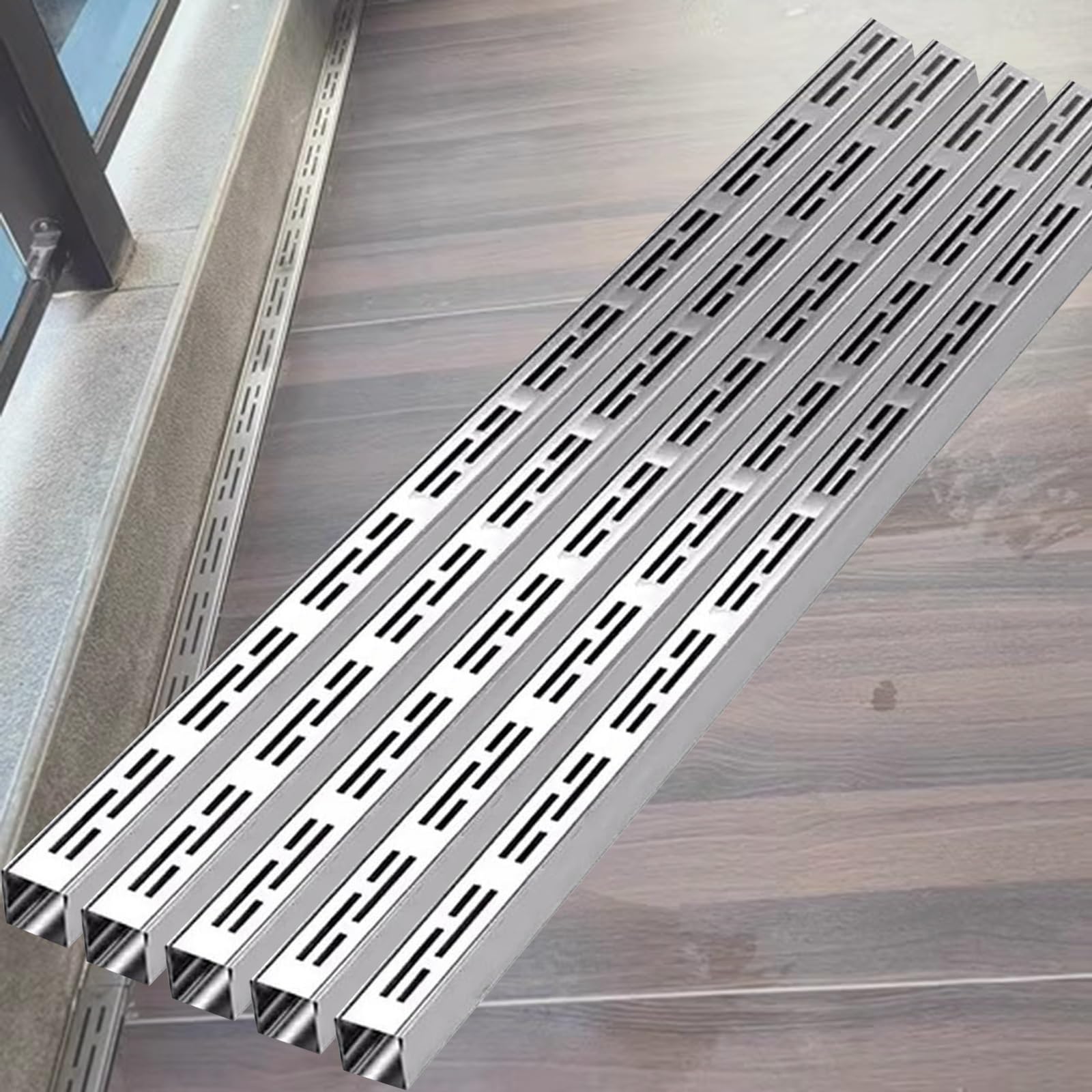 Grille de caniveau anti-obstruction inox 3.5 cm solution contre l'accumulation d'eau