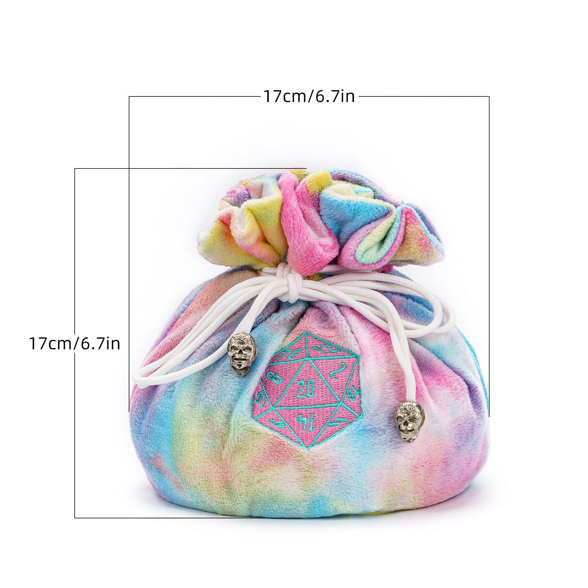 cusdie Bolsas de terciopelo de alta capacidad con bolsillos, bolsa de almacenamiento, capacidad para más de 200 dados para DND, RPG, MTG, colección de dados, arcoíris, Organizador de bolsas