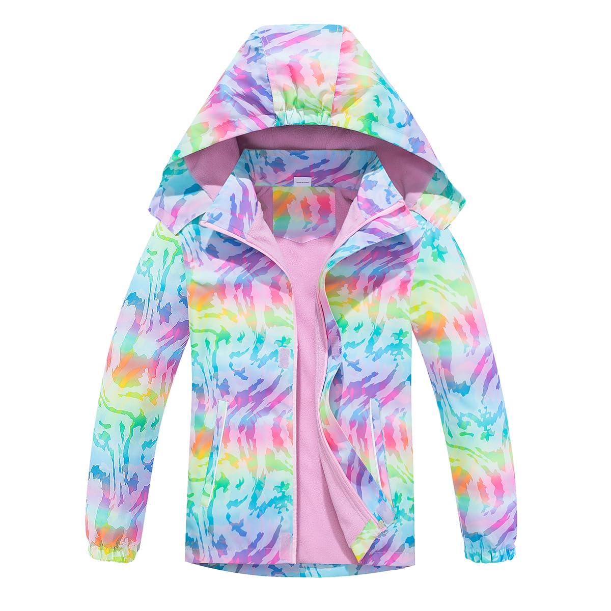 linboo Chaqueta softshell para niña, chaqueta de entretiempo con capucha, forro polar, cortavientos, transpirable, impermeable, chaqueta para exteriores para niños