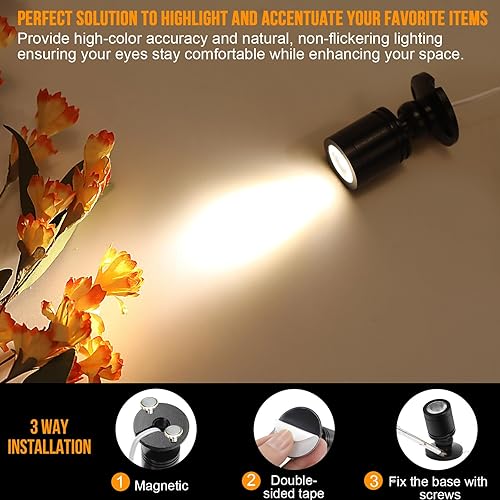 Miniatura 4 de Taysing Foco LED para interiores pequeño minilocentro luces de acento para exhibición, pinturas, imágenes, plantas, joyas, estantes, armarios,