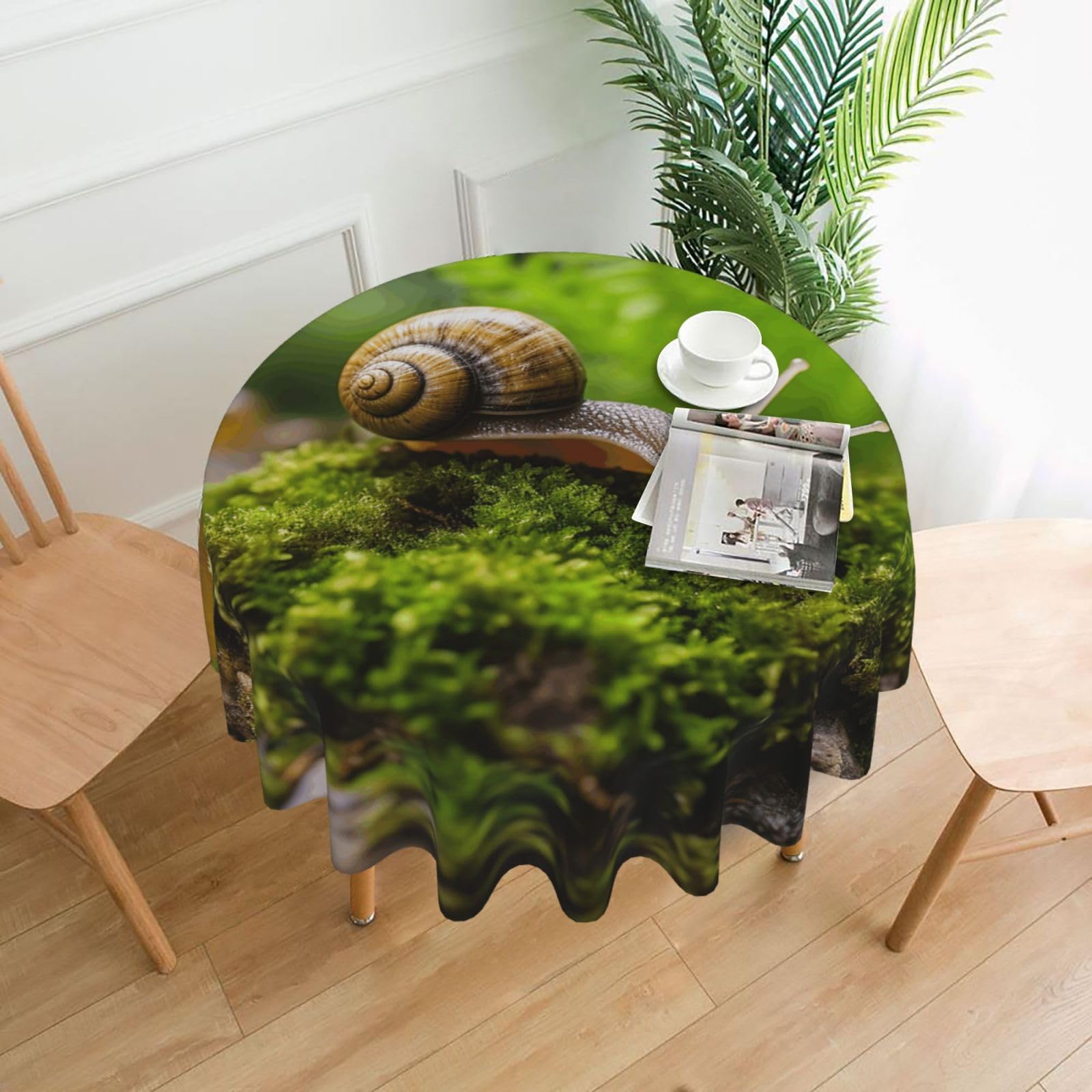 QMKFWT - Snail Print Round Tablecloth Dust-Resistant Wrinkle Resistant Washable Polyester Table Cover for Kitchen Dining Farmhouse Picnic Indoor Outdoor (Round of 60