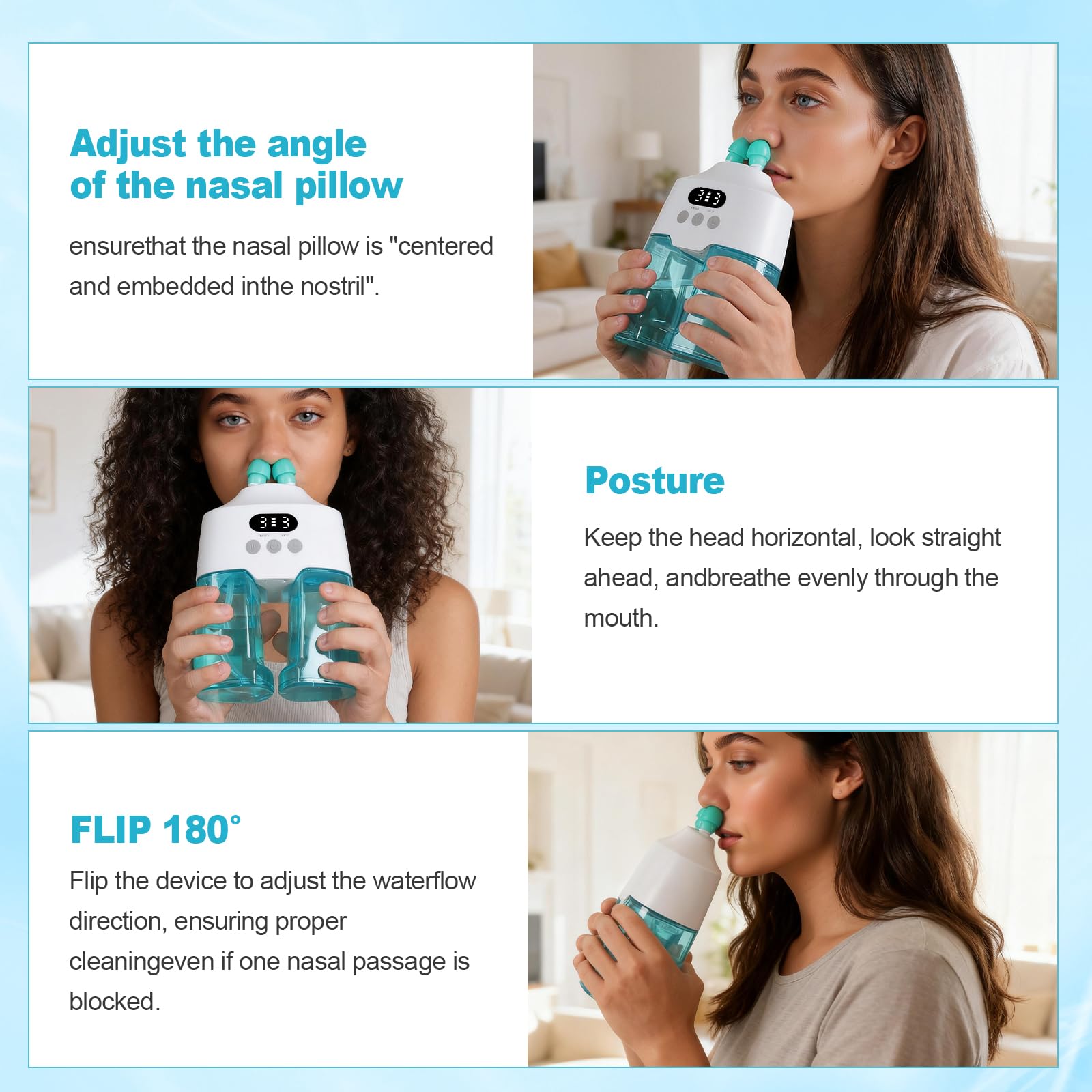 Nasal Irrigation System Electric Nasal Irrigator Smart Display Nasal Sinus Rinse Machine | Dual Water Tanks 9 Suction & Water Flow Modes, Sinus Relief Runny Nose, Nasal Congestion, Itching Nose — Amazon image 5