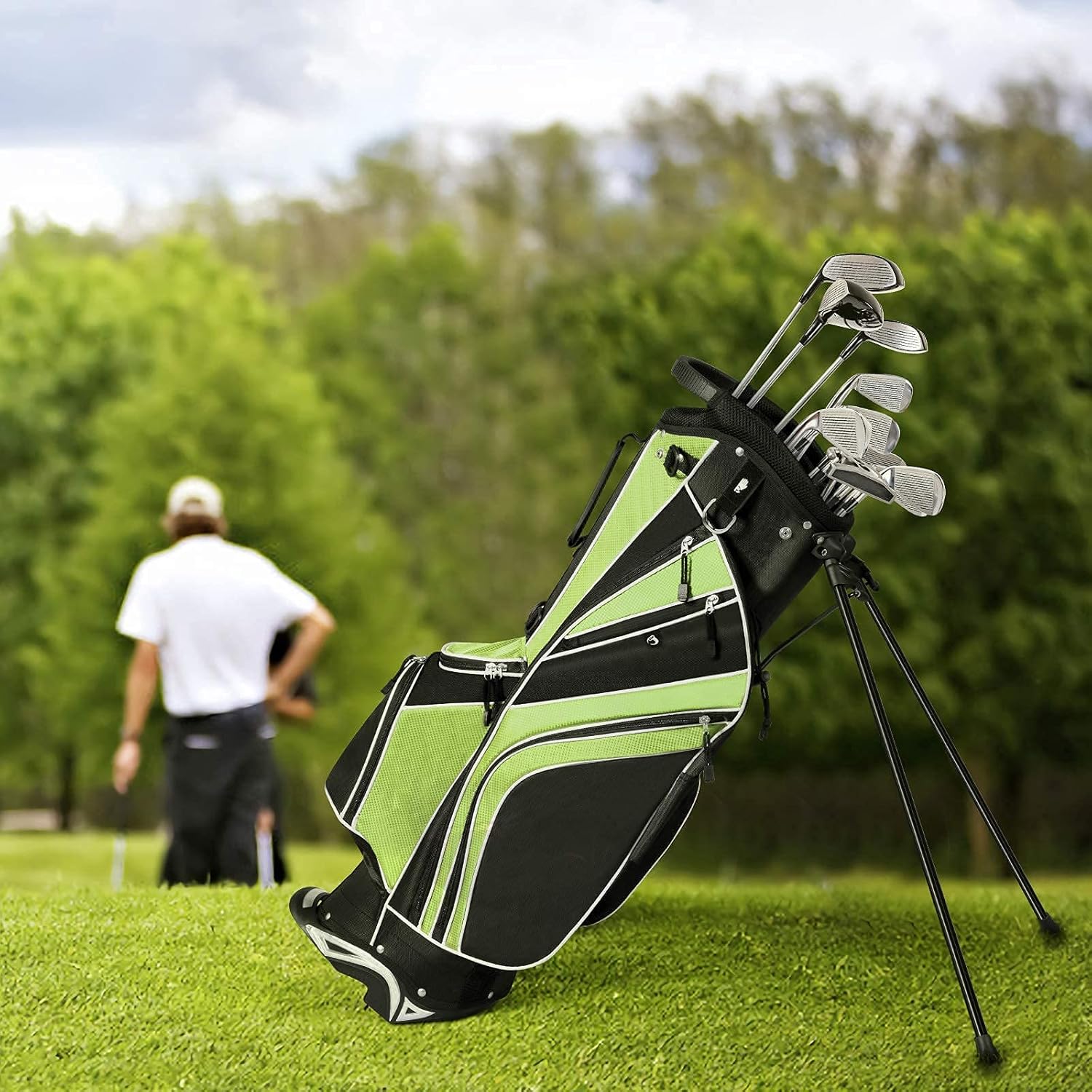 Mayjooy Golf Stand Bag, Portable Carry Golf Bag w/Ergonomic Dual Straps & 6 Way Top Divider, Lightweight Carry Organizer Pocket w/Umbrella Ring, Ideal for Men & Women