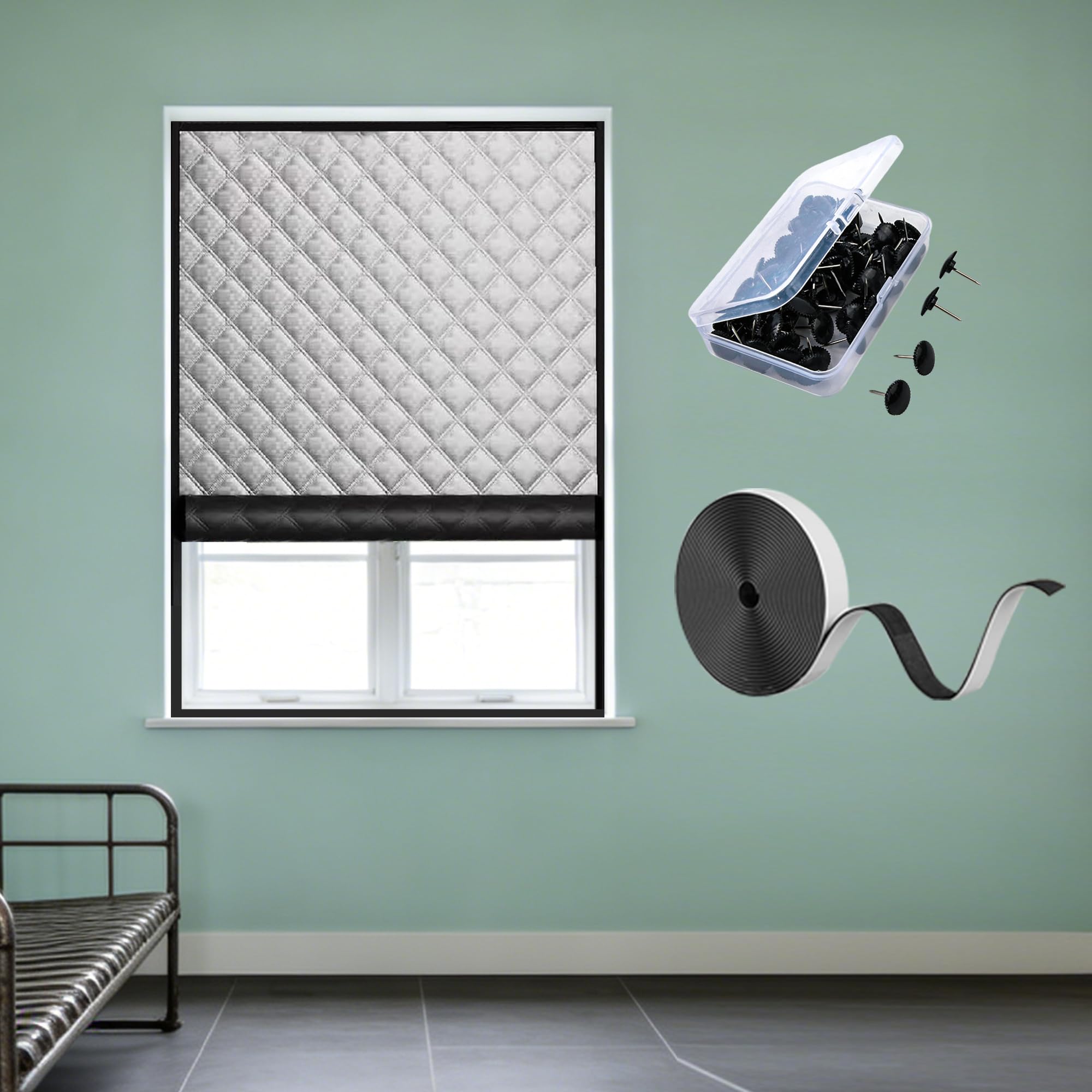 Kit d'isolation de fenêtre 99x270 cm argent anti-vent et bruit