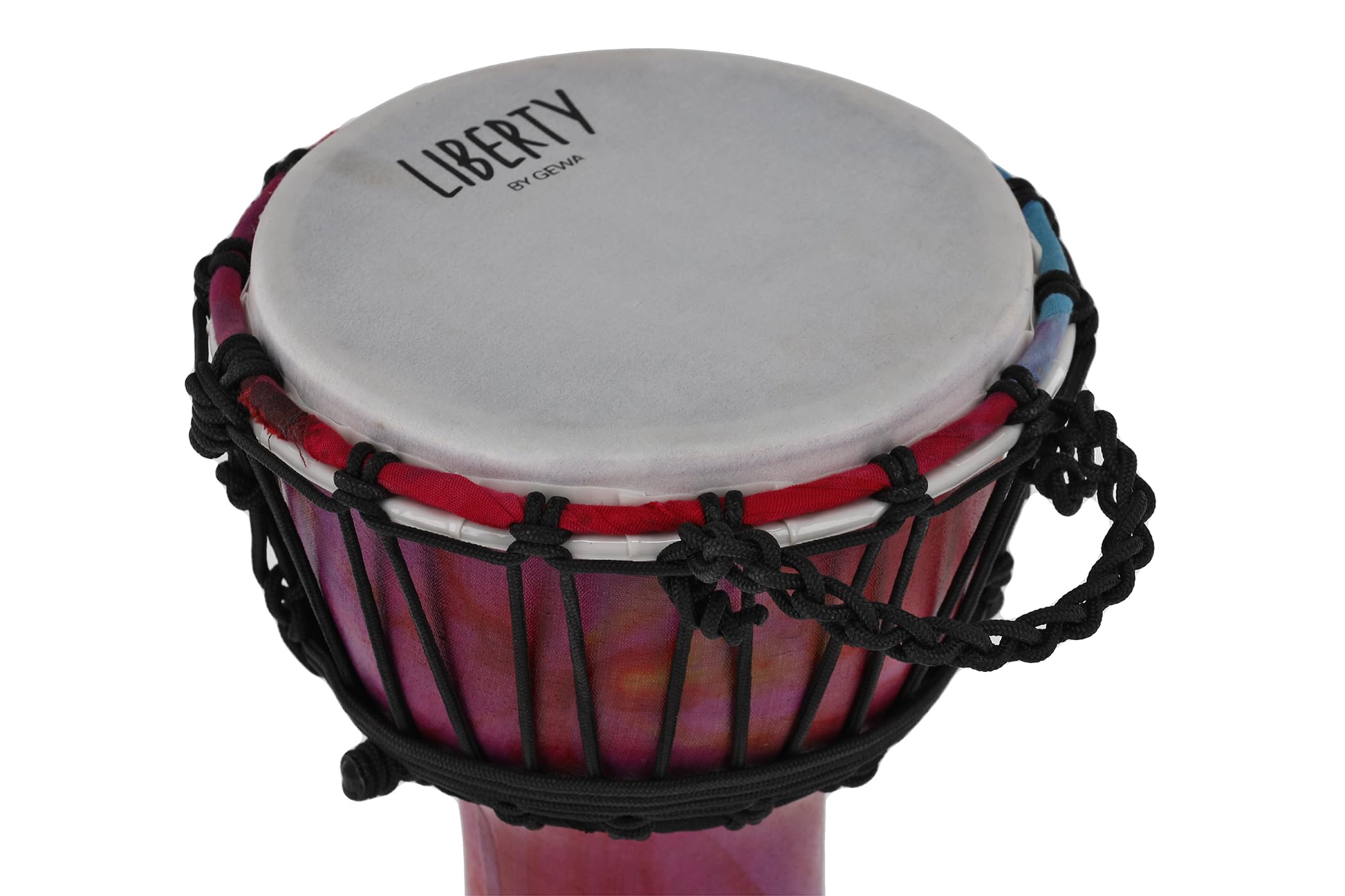GEWA Liberty Djembé Système d'accord: par corde - Diamètre : 7" (17,8 cm) - Hauteur : 12,5" (31,5 cm) - Nombre de cordes : 14 - Motif : Batik