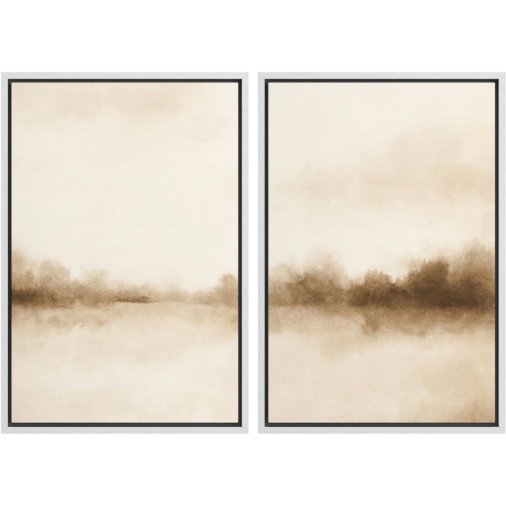 SIGNFORD Framed Canvas Print Wall Art Set Soft Hydrangea Pair Light Blue Florals with Green Leaves Illustration Modern Art Decorative Nordic Nature for Living Room, Bedroom, Office - 24"x36"x2 White — view 98