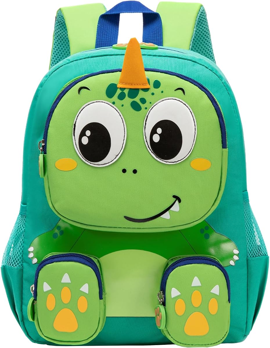 Mochila para niños de 2 a 5 años, linda mochila de dinosaurio 3D para jardín de infantes preescolar, mochila escolar de animales impermeable con hebilla en el pecho