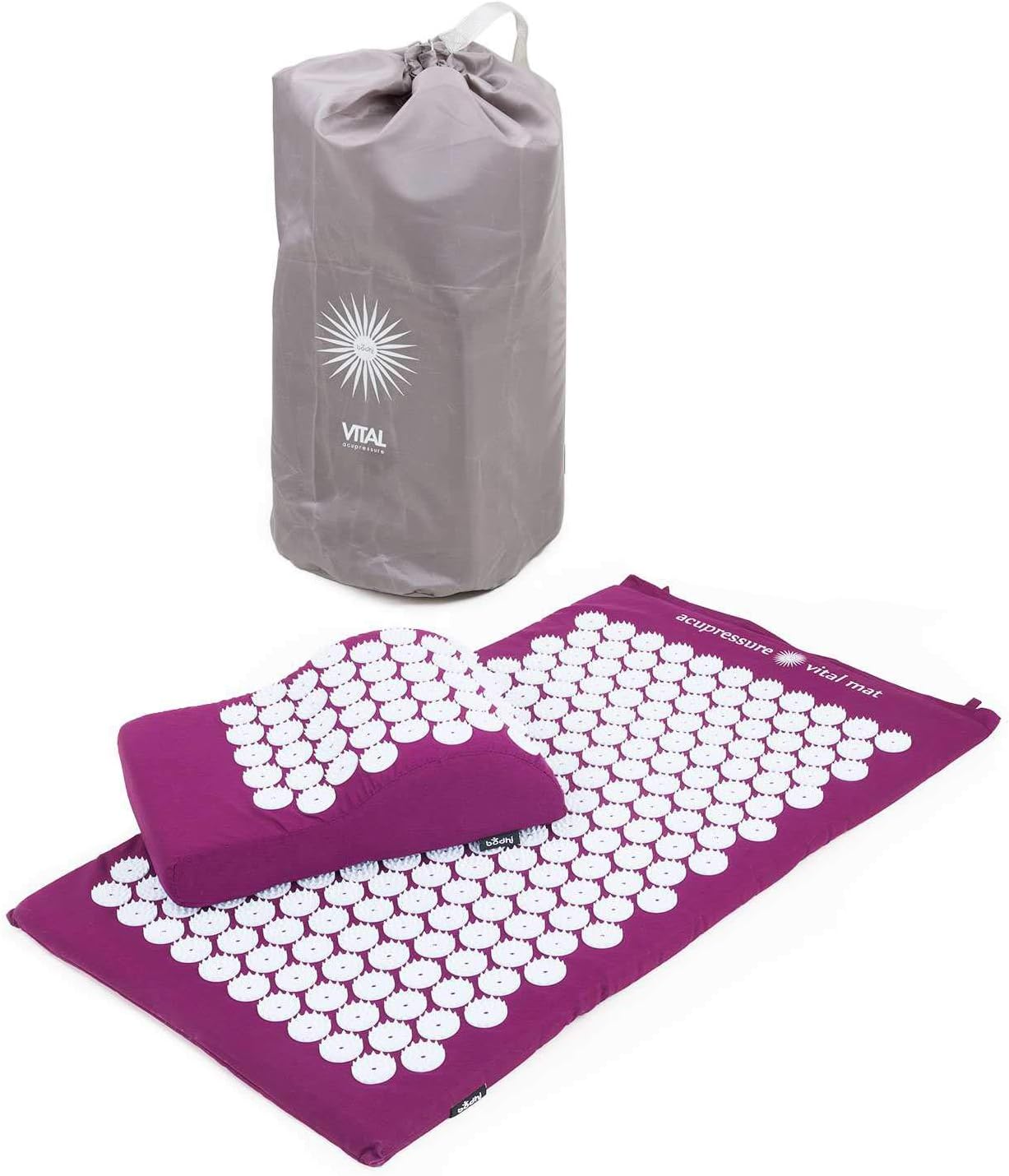 Purple Acupressure Bed of Nails Mat and Pillow Cushion Set Amazon.co