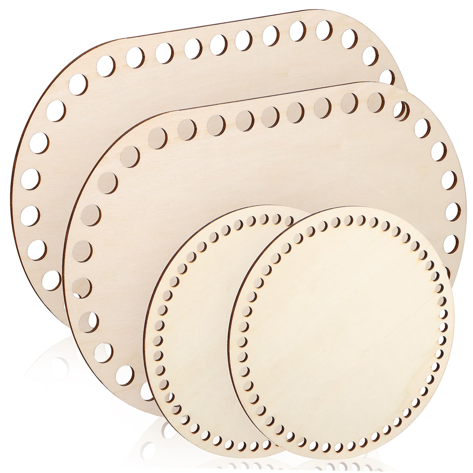 4 Stück Holzkorbböden für Häkelkörbe Oval Rund zum Selbermachen