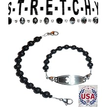 Hidden Hollow Beads Women's Handmade in USA Stretchy Medical Alert Bracelet Interchangeable ID Replacement Vital Info tag 6.5 inches