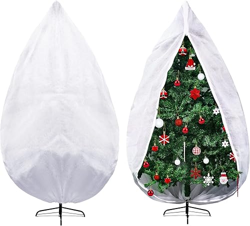 Onesing Bolsa de almacenamiento para árbol de Navidad, 9 x 4 pies, cubierta blanca a prueba de polvo para árbol de Navidad para almacenamiento