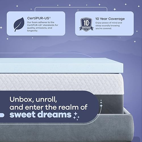 Miniatura 6 de Cubrecolchón de espuma viscoelástica, infusión de gel fresco, CertiPUR-US, 3 pulgadas, medio suave, tamaño Queen
