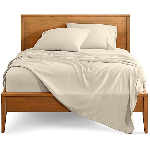 Bare Home Queen Sheet Set - Luxury 1800 Ultra-Soft Microfiber Bed Sheets - Double Brushed - Deep Pockets - Easy Fit - 4 Piece Set - Bedding Sheets & Pillowcases (Queen, Sand)