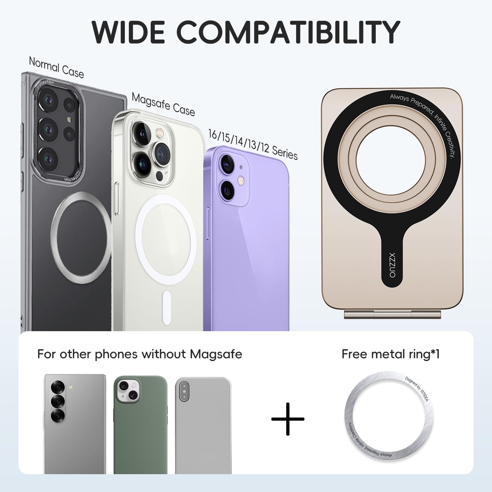 Soporte para teléfono celular, altura y ángulo totalmente ajustables, soporte plegable para escritorio, soporte de teléfono de aluminio, fuerte soporte magnético compatible con iPhone
