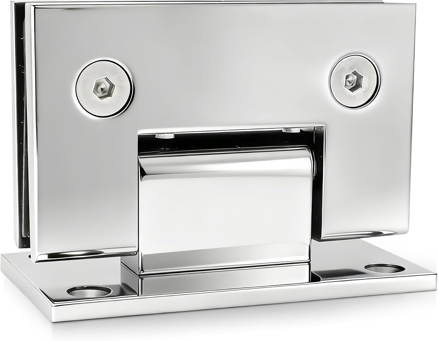CKB Shower Glass Door Hinge, 90 Degree with Solid Brass, for 3/8"(10mm) to 1/2"(12mm) Thick Tempered Glass, Frameless Shower Door Replacement Hardware kit, Chrome