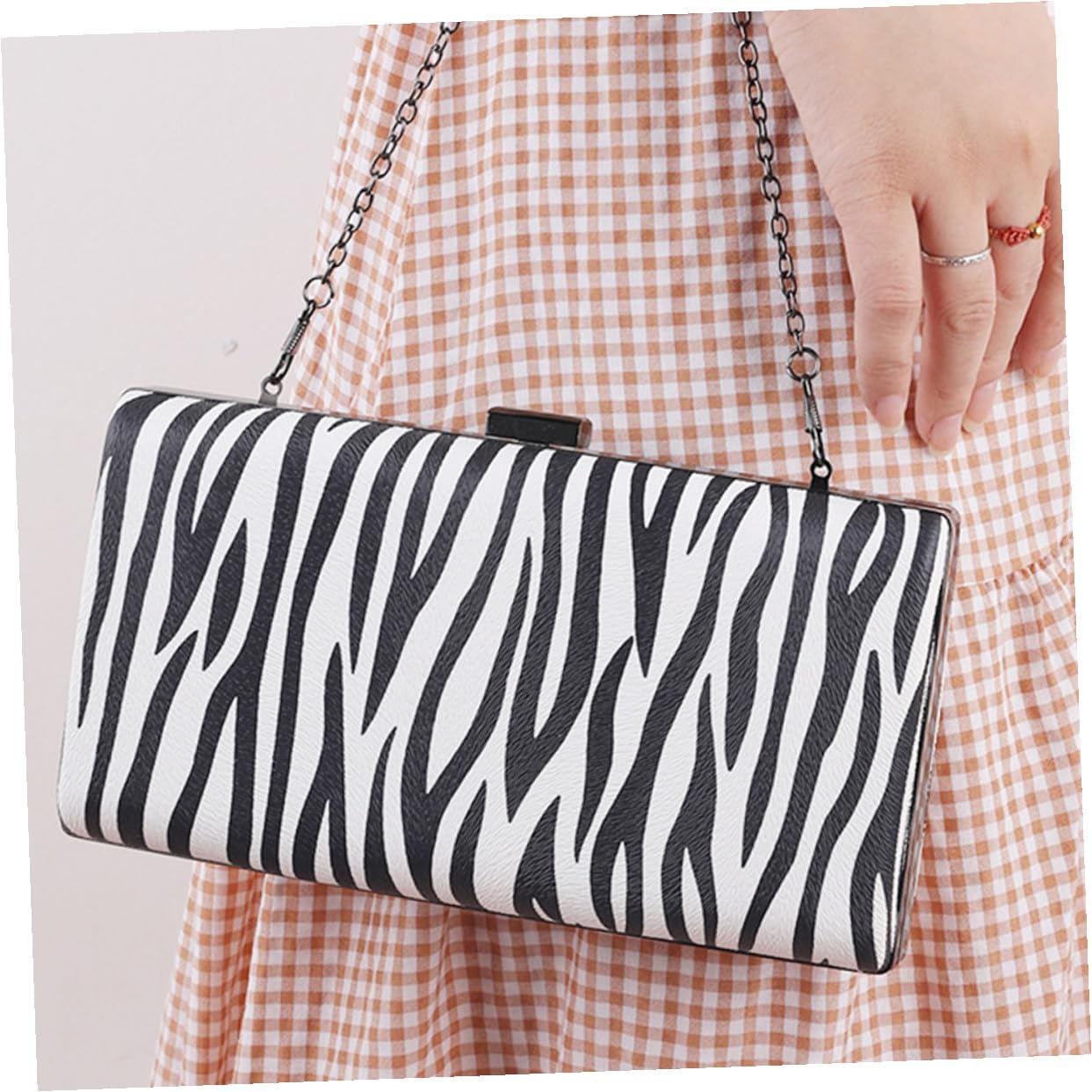 minkissy Bolso de Noche de Pu Rayas de Cebra, Elegante para Fiesta