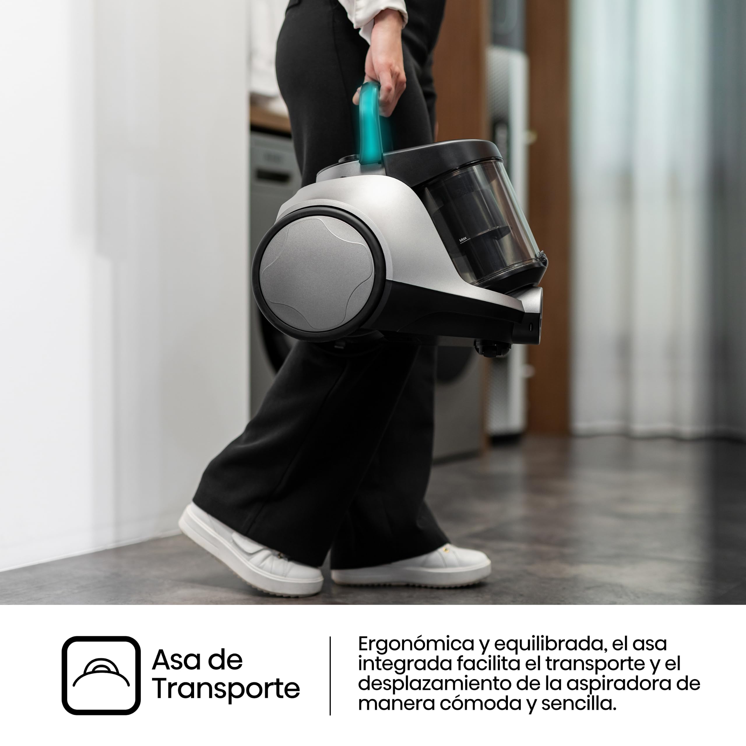 Hisense HVC20E3H2TPA Aspiradora Trineo ciclónica sin Bolsa, Cepillo HI2 Textil y Mascotas, Potente succión de 160W, Tubo telescópico metálico y Boquilla con Cepillo 2 en 1 para Suelos Duros