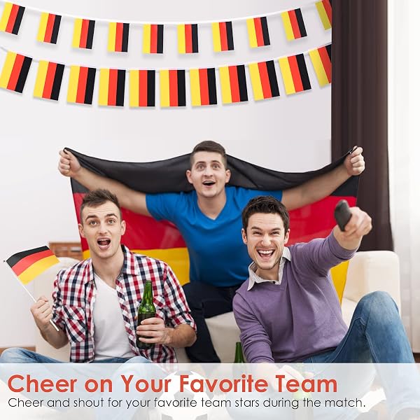 AhfuLife Klein Deutschland Flagge für Deutsche Deko 2026 WM, 15 Stück Deutsche Mini Handgehaltene Flaggen mit Stab für Damen Fußball EM Eurovision WM Haus Garten Bar Party Dekoration - 4