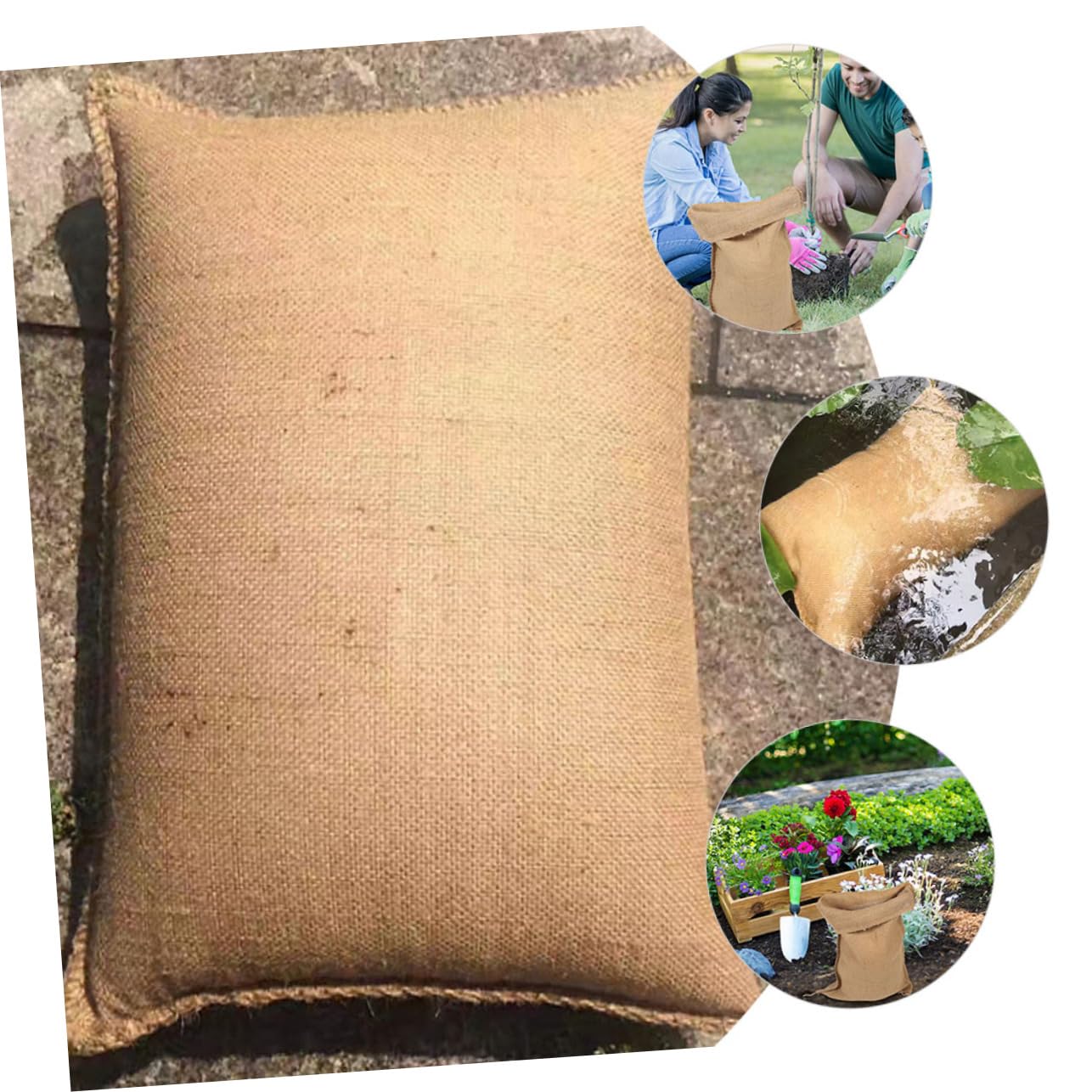 5 Sacchi di Iuta Riutilizzabili per Controllo Allagamenti e Giardinaggio, Materiale Burlap Estremamente Resistente per Uso Domestico e Stoccaggio Rifiuti