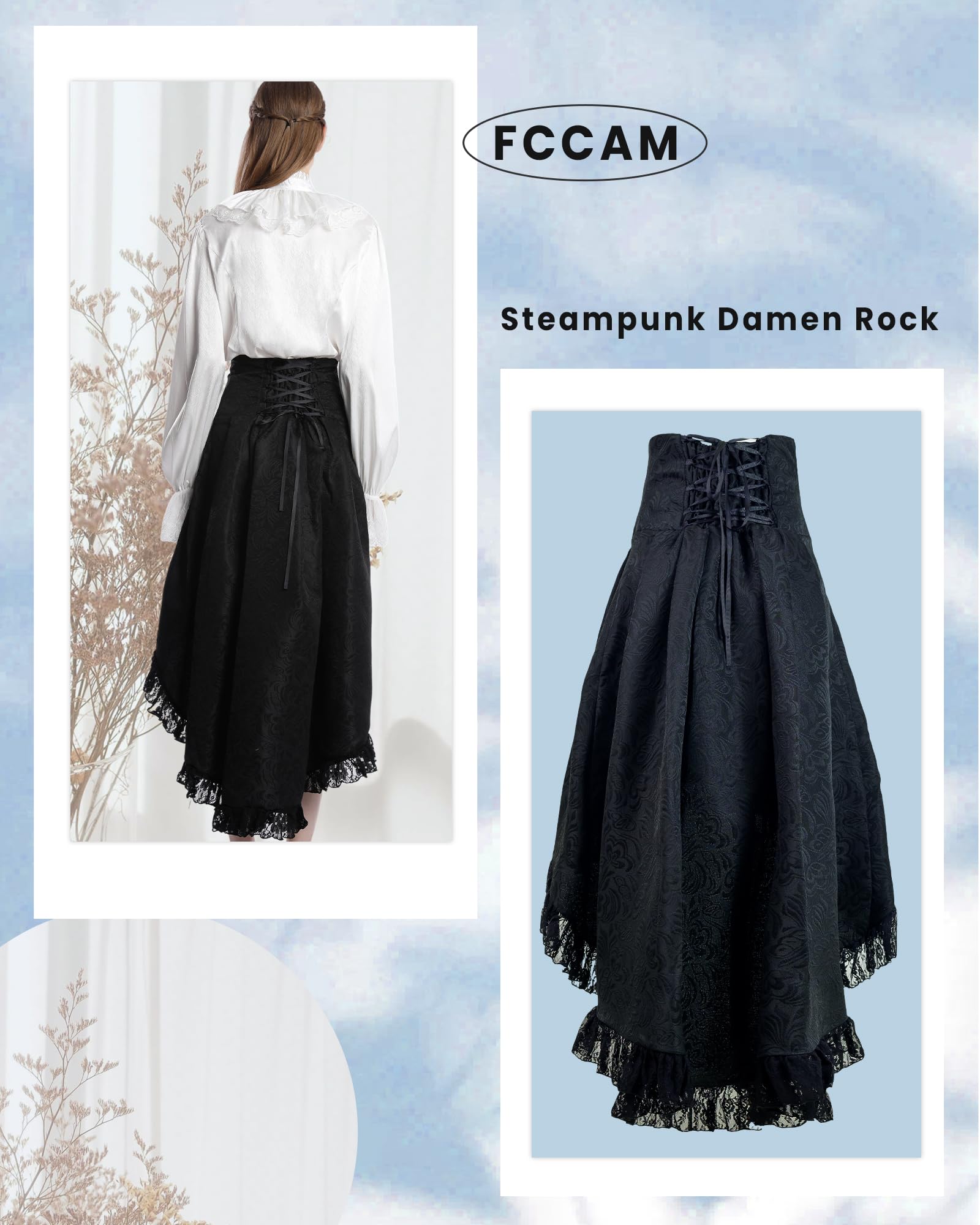 Steampunk Damen Rock Damen Knielang Gothic Rock Goth Skirt Festival Rock Piraten Rock Mittelalter Rock