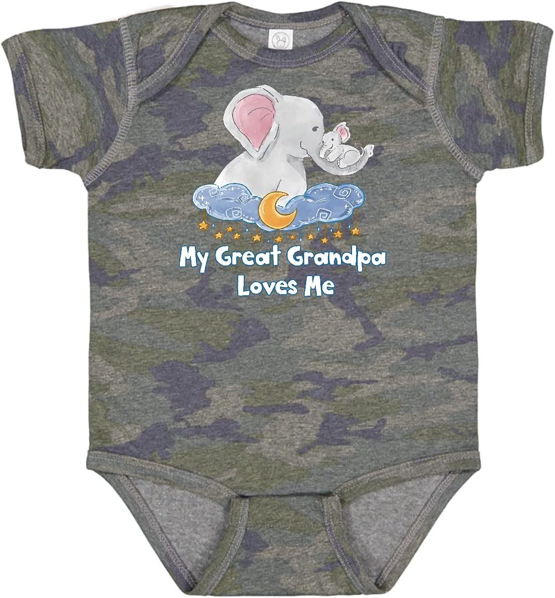 inktastic My Great Grandpa Loves Me Cute Elephants Clouds Moon Baby Bodysuit