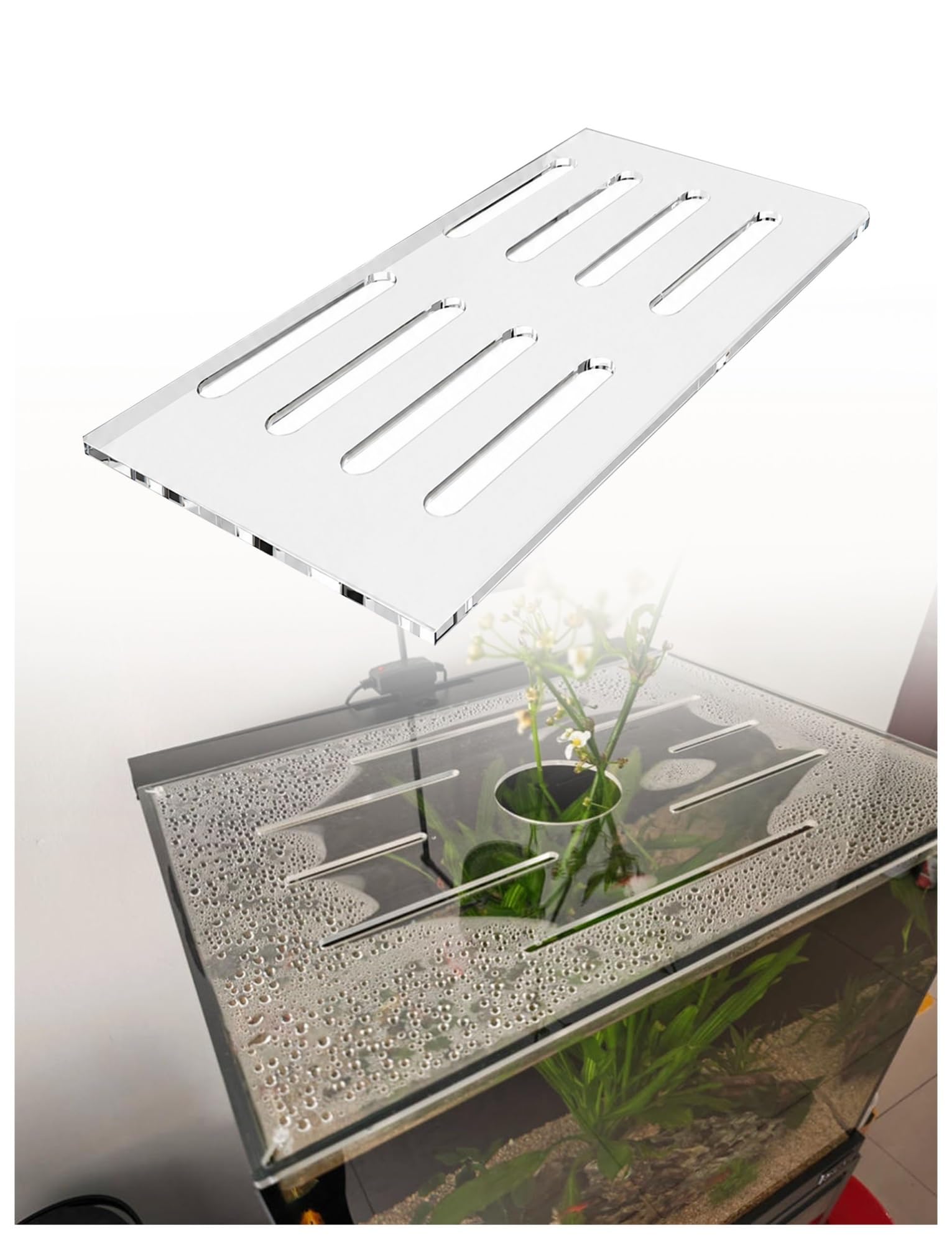 Genérico Tapa de Acuario de Acrílico Transparente 5 mm, Cubierta para Pecera con Ranuras de Ventilación, Protector Antisalto para Acuario Abierto, Más de 100 cm se Envía en 2 Piezas(40x30 cm)