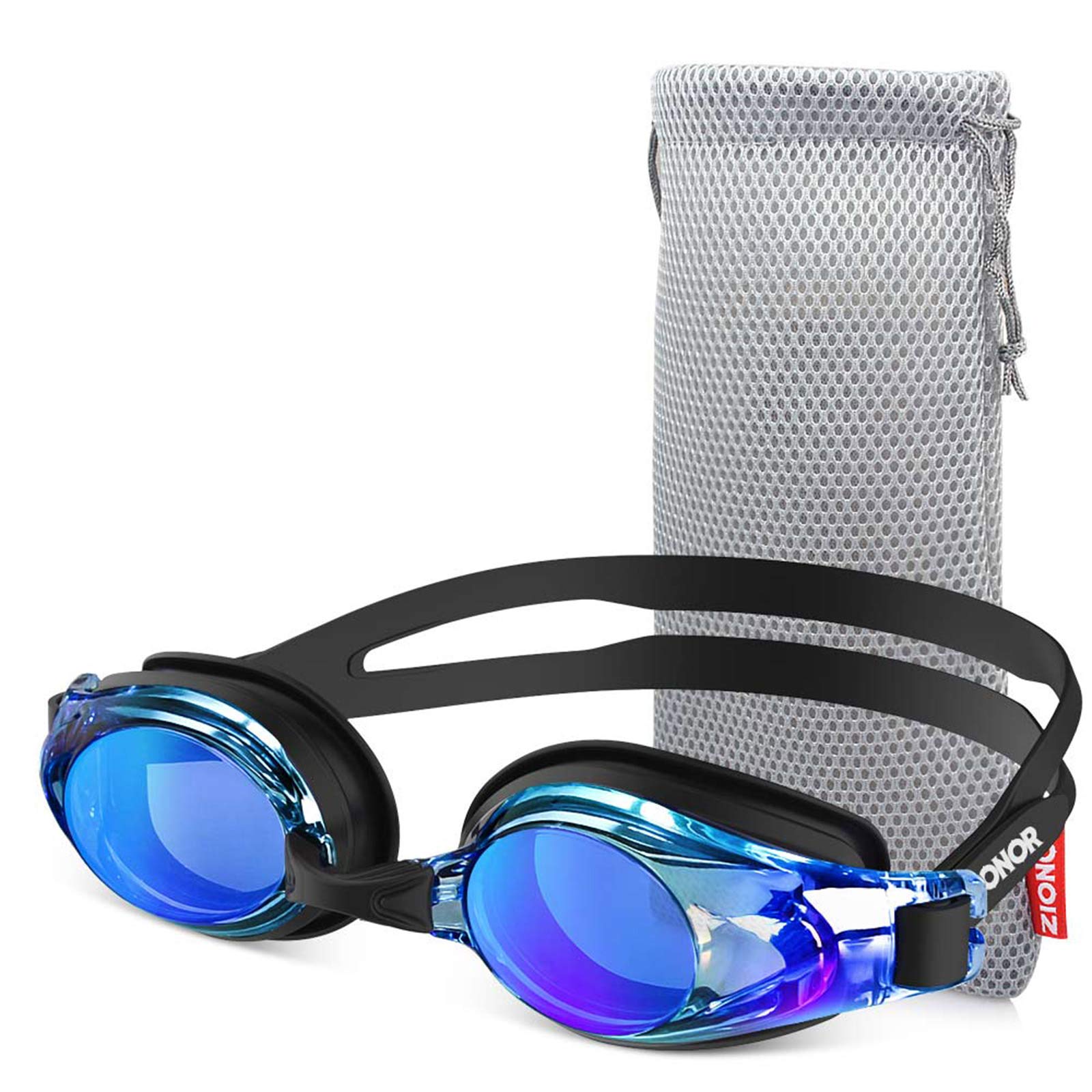 ZIONOR Swim Goggles, Upgrade G8 swimming goggles for Men Women Youth, UV Protection Anti-Fog Leakproof Superb Comfort (Black Frame Blue Lens)