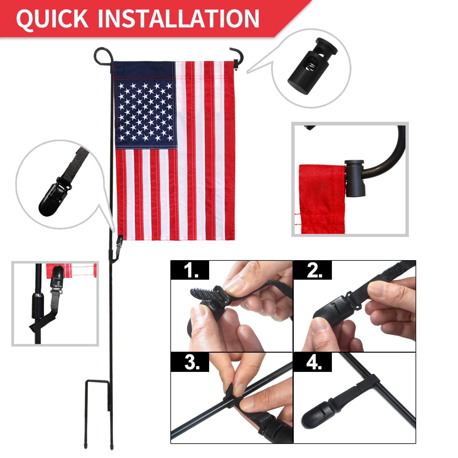 Anley Gartenflaggen-Stopper & Anti-Wind-Clips – 10-teiliges Set, Wetterfest, Für Flaggenstangen Bis 0,3 Zoll