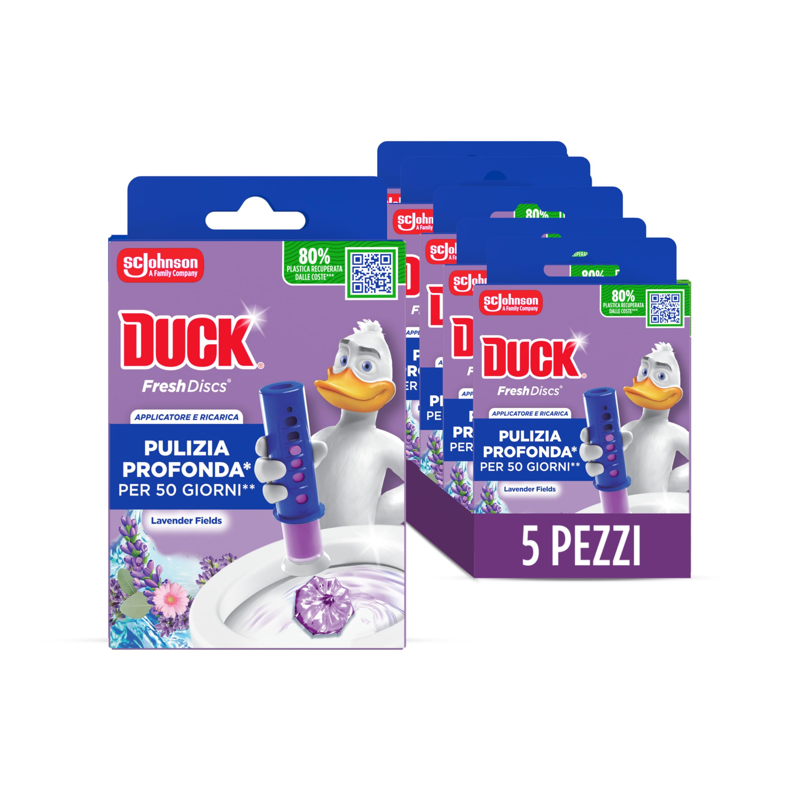 Duck Fresh Discs - Base per Dischi Gel Igienizzanti WC, Fragranza Lavanda- Formato Scorta 5 Applicatori, 30 dischetti