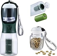 Vista 12 de Botella de agua para perros con contenedor de alimentos y soporte para bolsa de excrementos, cuenco de agua de viaje, dispensador portátil