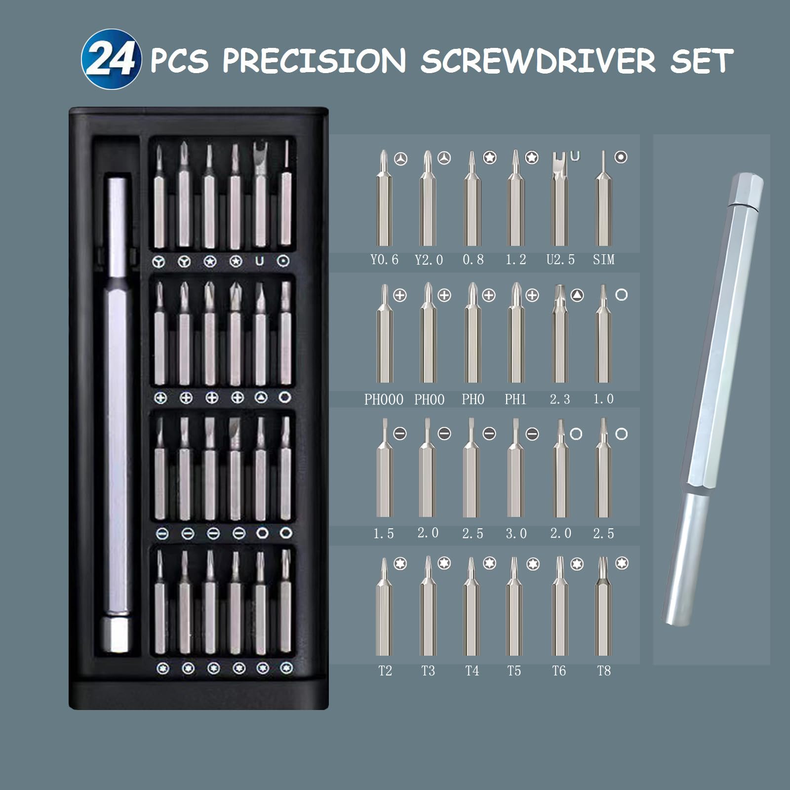 Precision Screwdriver Set, 24 in 1 Mini Magnetic Repair Tool Kit, Small Screwdriver Set for Xbox Switch, iPhone, MacBook - Image 3