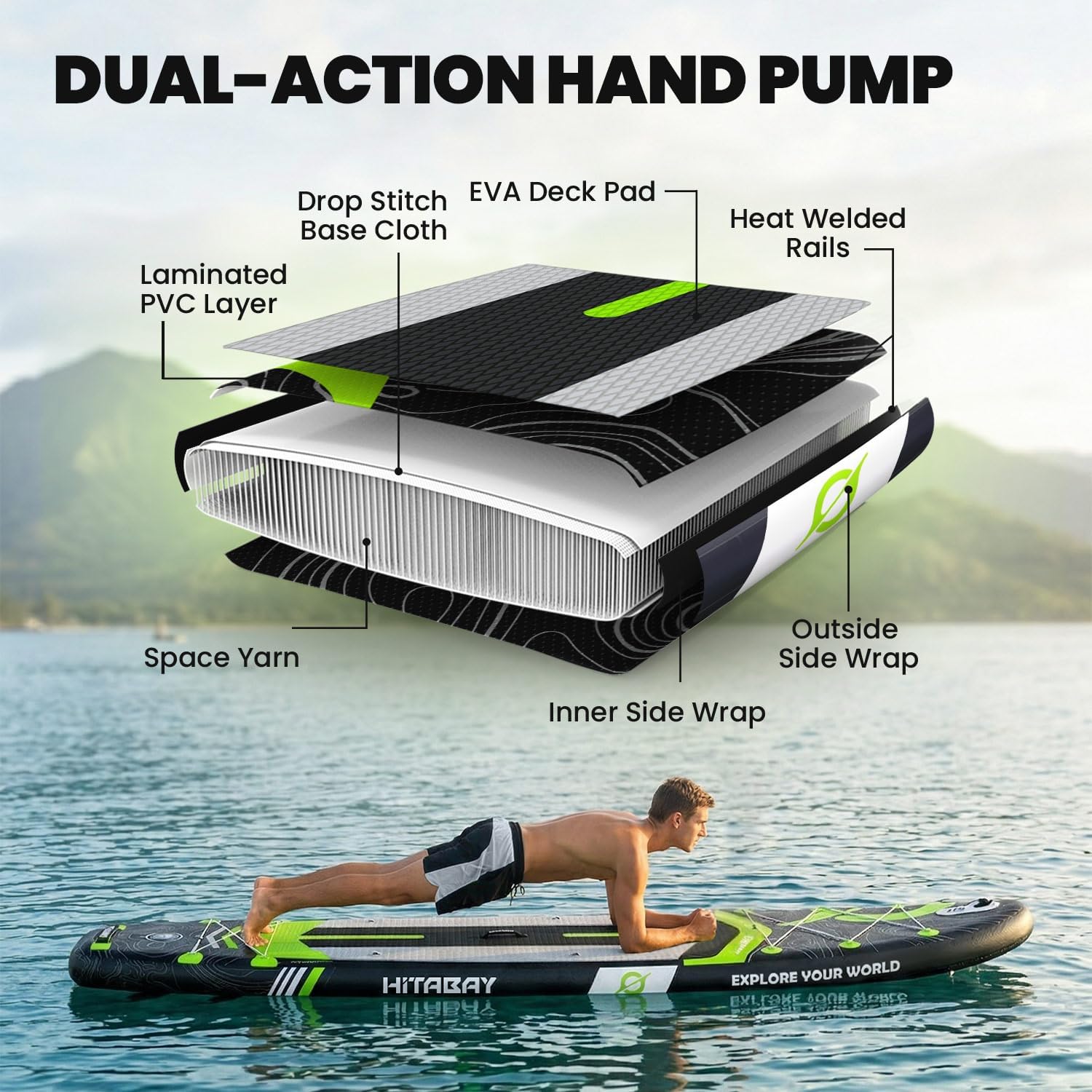 Inflatable Stand Up Paddle Board 10'6" All-Around SUP Kit - Lightweight (16 lbs), Stable & Durable, Camera Mount & Complete Accessories - SUP Board for Beginners & All Skill Levels