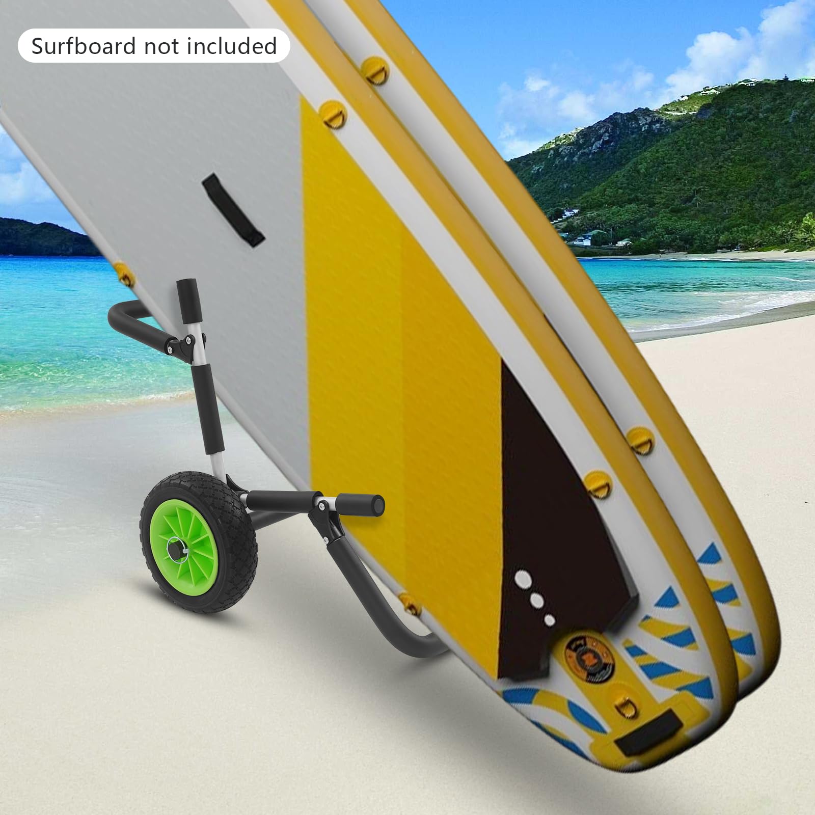 Wózek transportowy z aluminium na 2 kajaki / SUP, udźwig 176 kg, z kołami odpornymi na przebicie, składany i lekki, do kajaków, desek surfingowych, kajaków, desek SUP