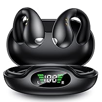 2025 Sports Cuffie Bluetooth 5.3 – Wireless Auricolari Clip Orecchio Elegante Auricolari ad Alte Prestazioni per Gli Amanti Degli Sport All’aperto,Cuffie a Conduzione Ossea Design Ergonomico – Nero