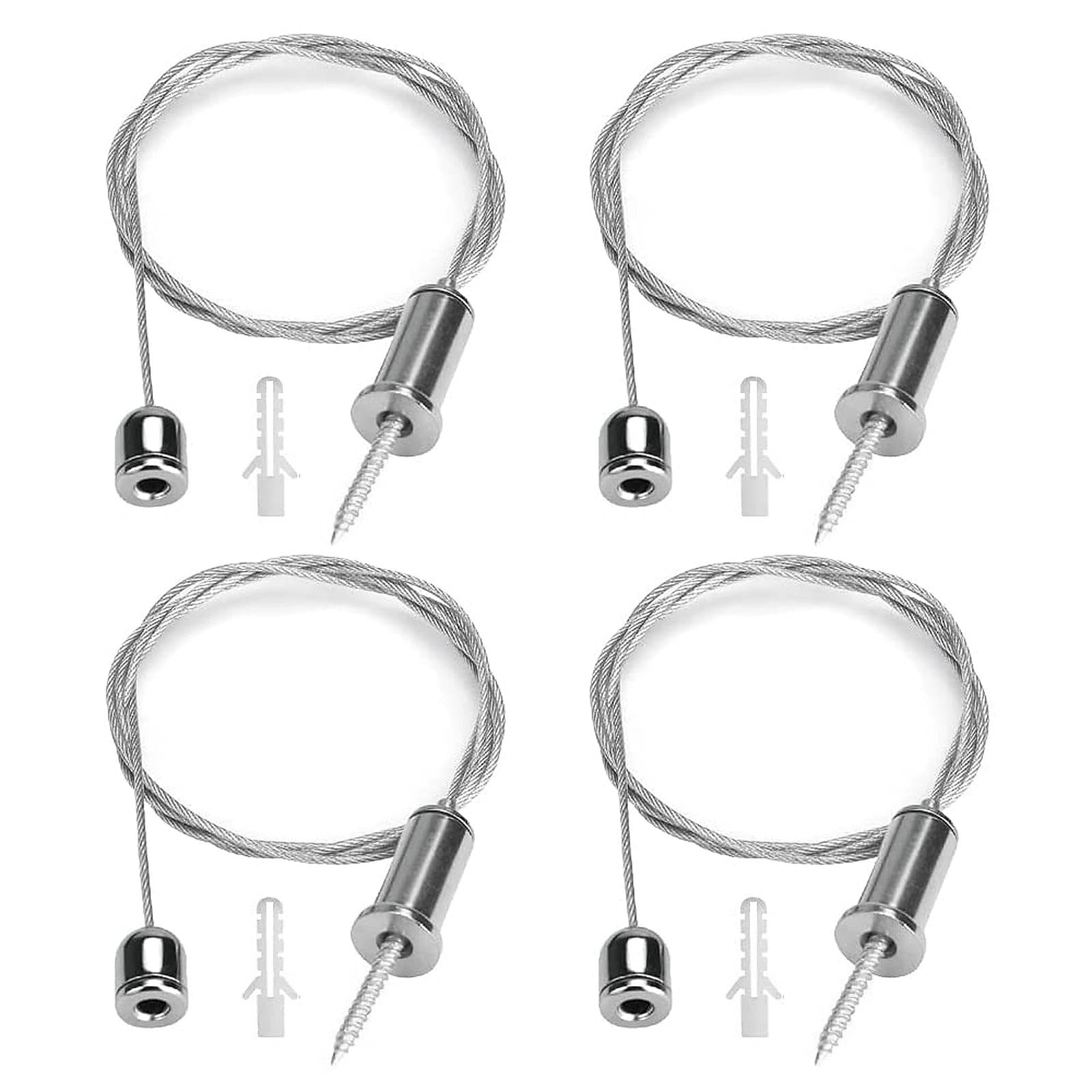 Lighting Suspension Kit 4 Pack 1 Meter Stainless Steel Ceiling Light Hanging Wire Rope Cable Heavy Duty Chandelier Pendant Light Hanging Kit Adjustable Wire for LED Panel Linear Ceiling Lights