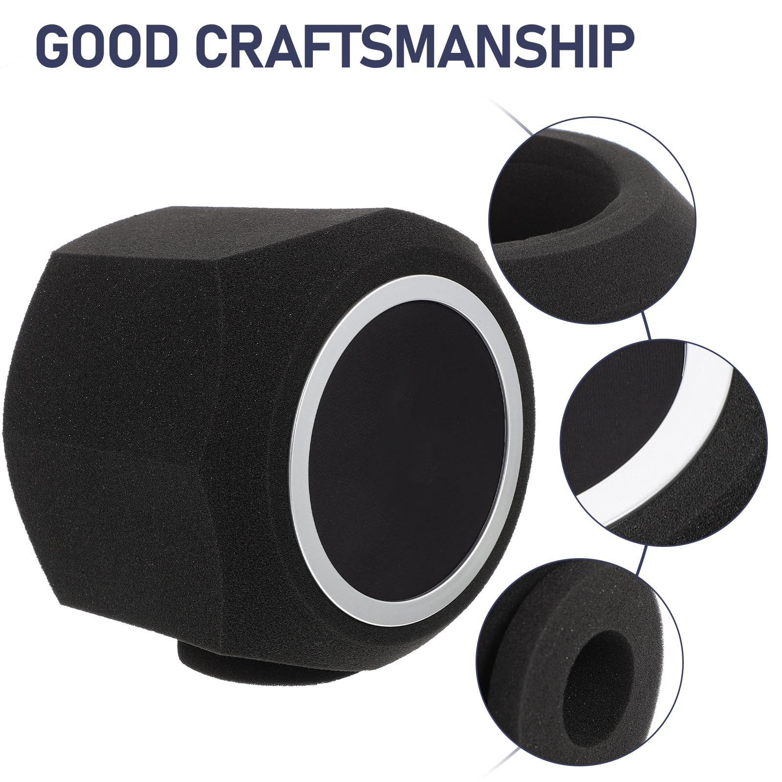 F2 Funda de Esponja para Micrófono, Cubierta Absorbente Negra | Reducción de Ruido para Grabación Interior, Filtro de Interferencias por Viento y Sonido, Uso Trípode Pequeño