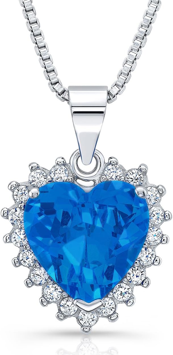 "Heart of Ocean" Swarovski Elements Blue Heart Silver Necklace Pendant 18"