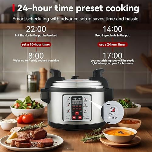 Miniatura 3 de Olla a presión eléctrica grande comercial de 15.8 cuartos de galón, olla a presión multifuncional 8 en 1 con olla interior antiadherente olla de
