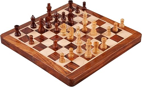 Juego de ajedrez de viaje magnético plegable de madera, 10 pulgadas, palisandro dorado y arce