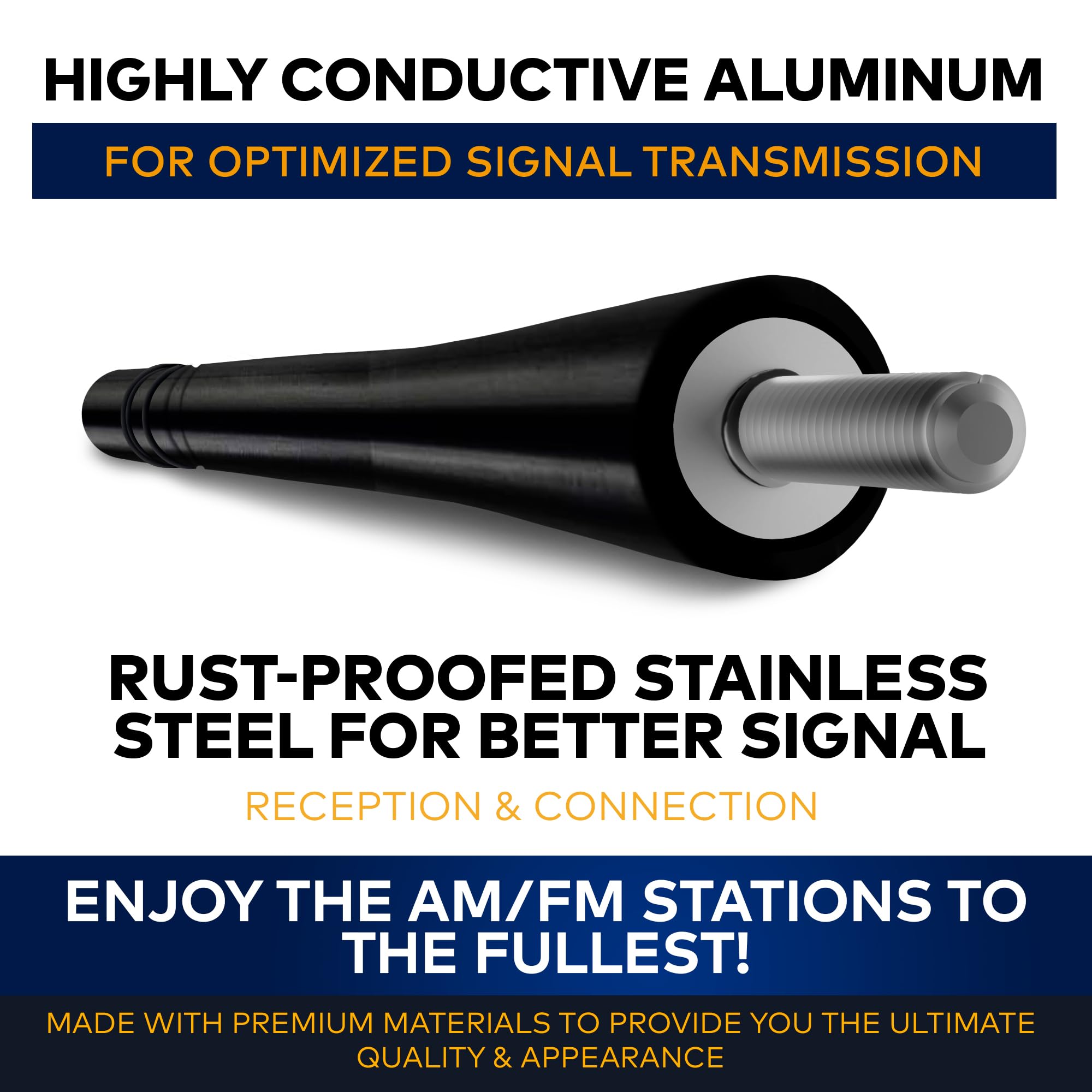 Stainless Black Antenna for Ford F150 (2009-2024) - Highly Durable Premium Truck Antenna 4 Inch - Car Antenna FM AM for Ford F150 Accessories