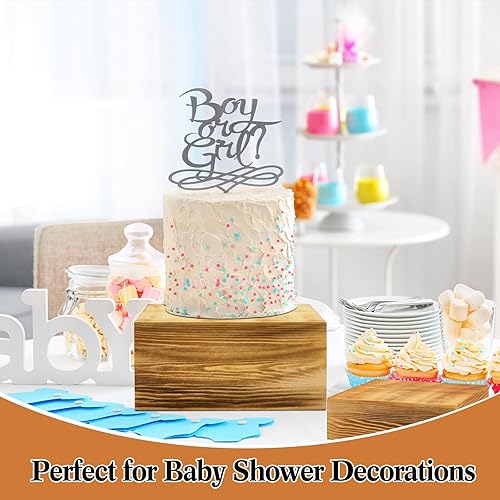 Miniatura 2 de Roowest Juego de 4 elevadores de madera grandes de 11.8 pulgadas, 10 pulgadas, 7.8 pulgadas, 6.3 pulgadas, soporte rústico para cupcakes, soportes