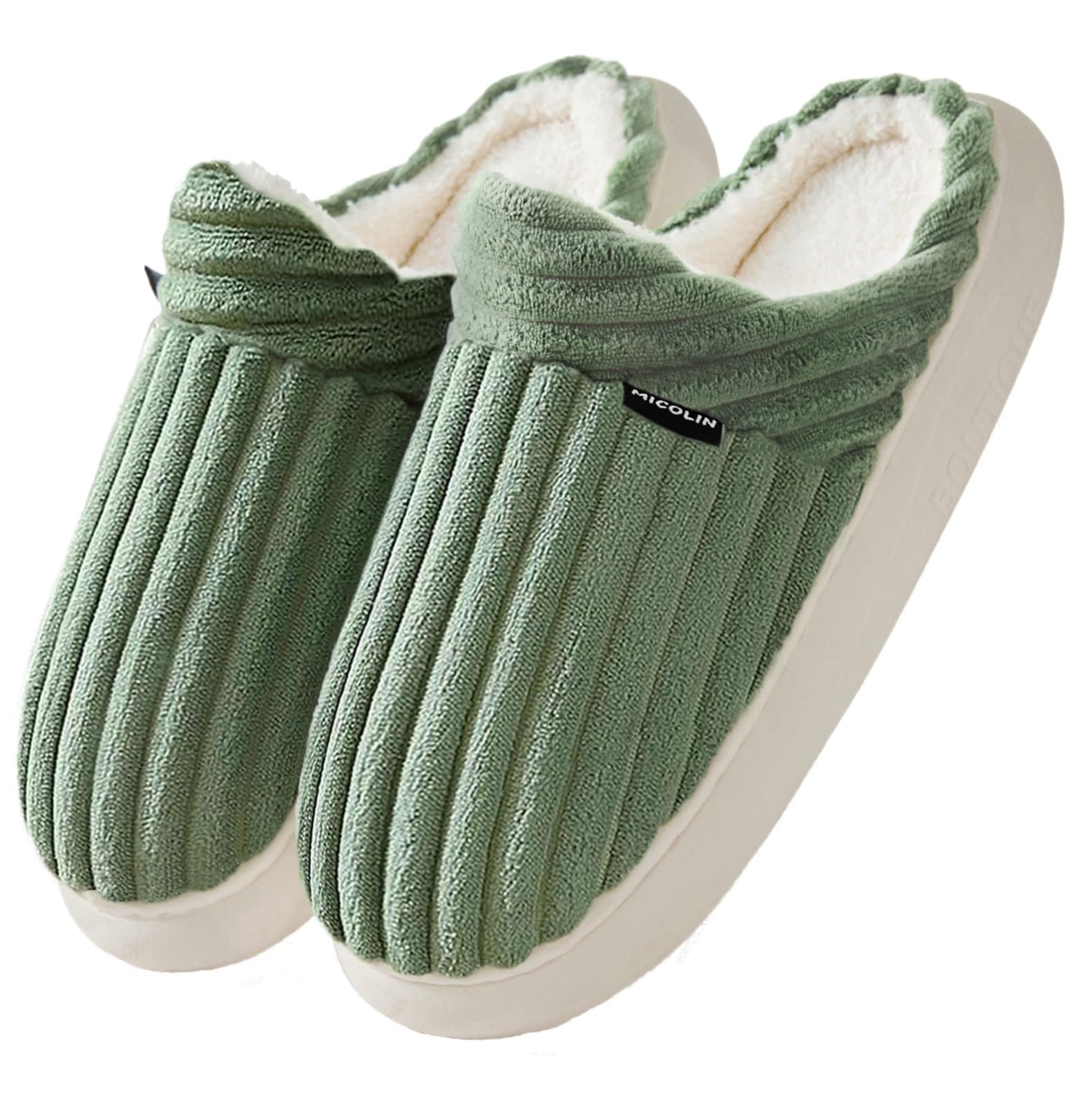 Donpapa Hausschuhe Damen Herren Winter Warme Antirutsch Corduroy Pantoffeln | With Memory Foam, Leichte Slipper, Hausschuh, Rutschfest, Indoor Outdoor