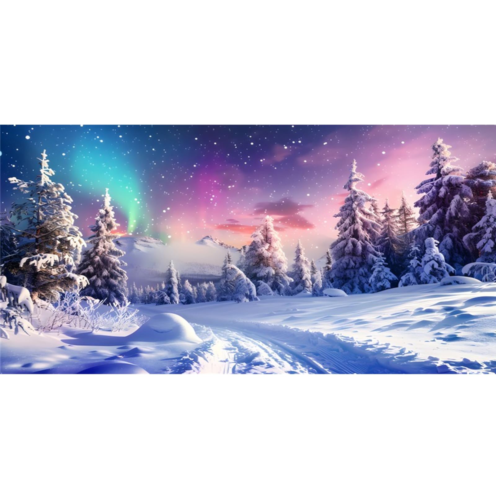 YongFoto Fish Tank Background - Winter Snow Scene Aquarium Backdrop - 30x12 inch