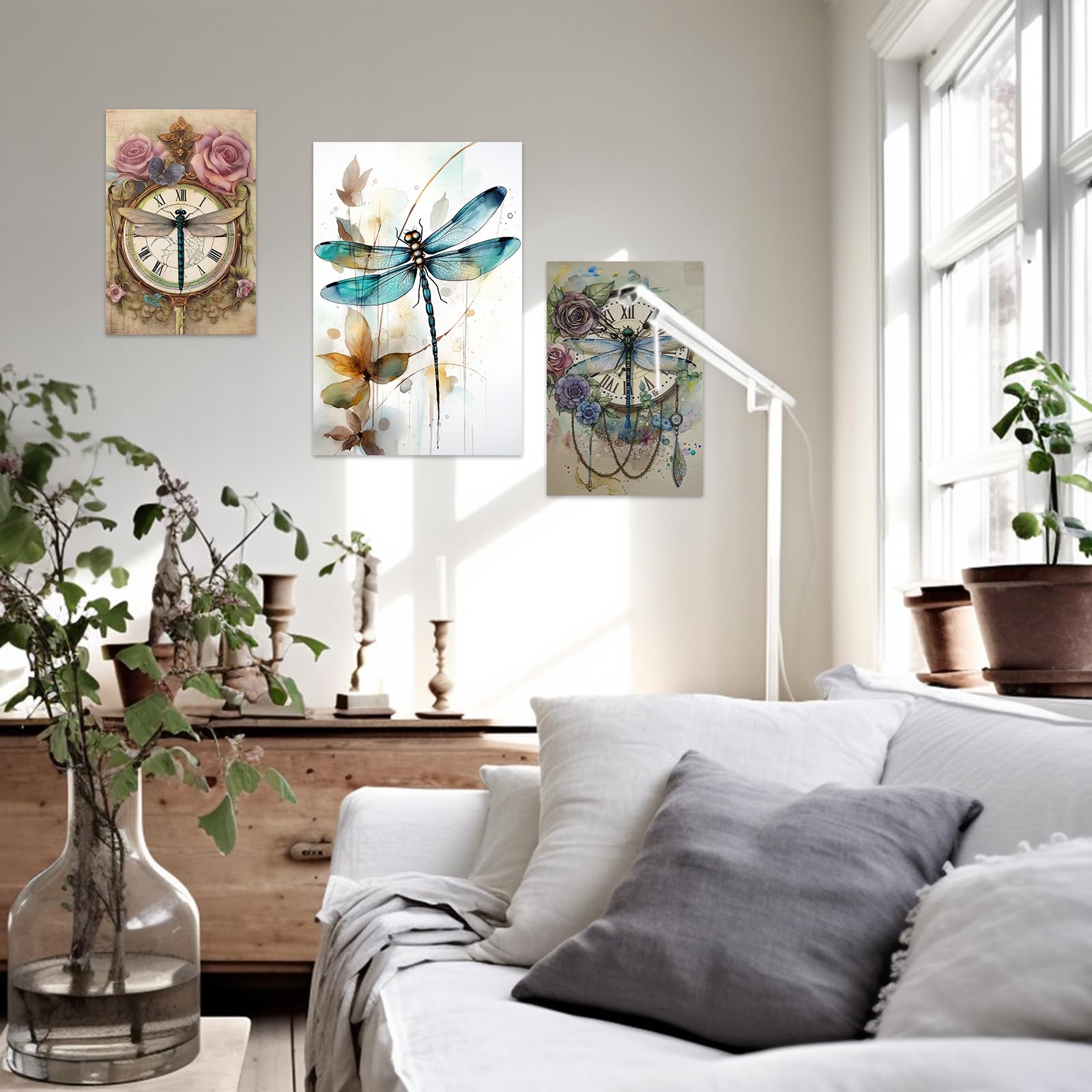 Libellen Leinwand Kunst - 40,6x50,8 Cm, Grün-blaues Insektendesign, Natur Wanddekoration