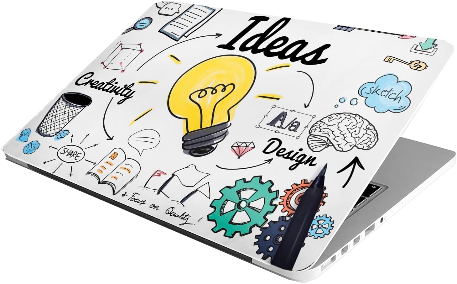 Laptop Skin Stickers HD Quality Sticker for Laptops Upto 15.6" Compatible with Apple/Dell/HP/Lenovo/Acer/Asus/Sony (Dustproof|Waterproof|Scratchproof|Reusable) - Creativity