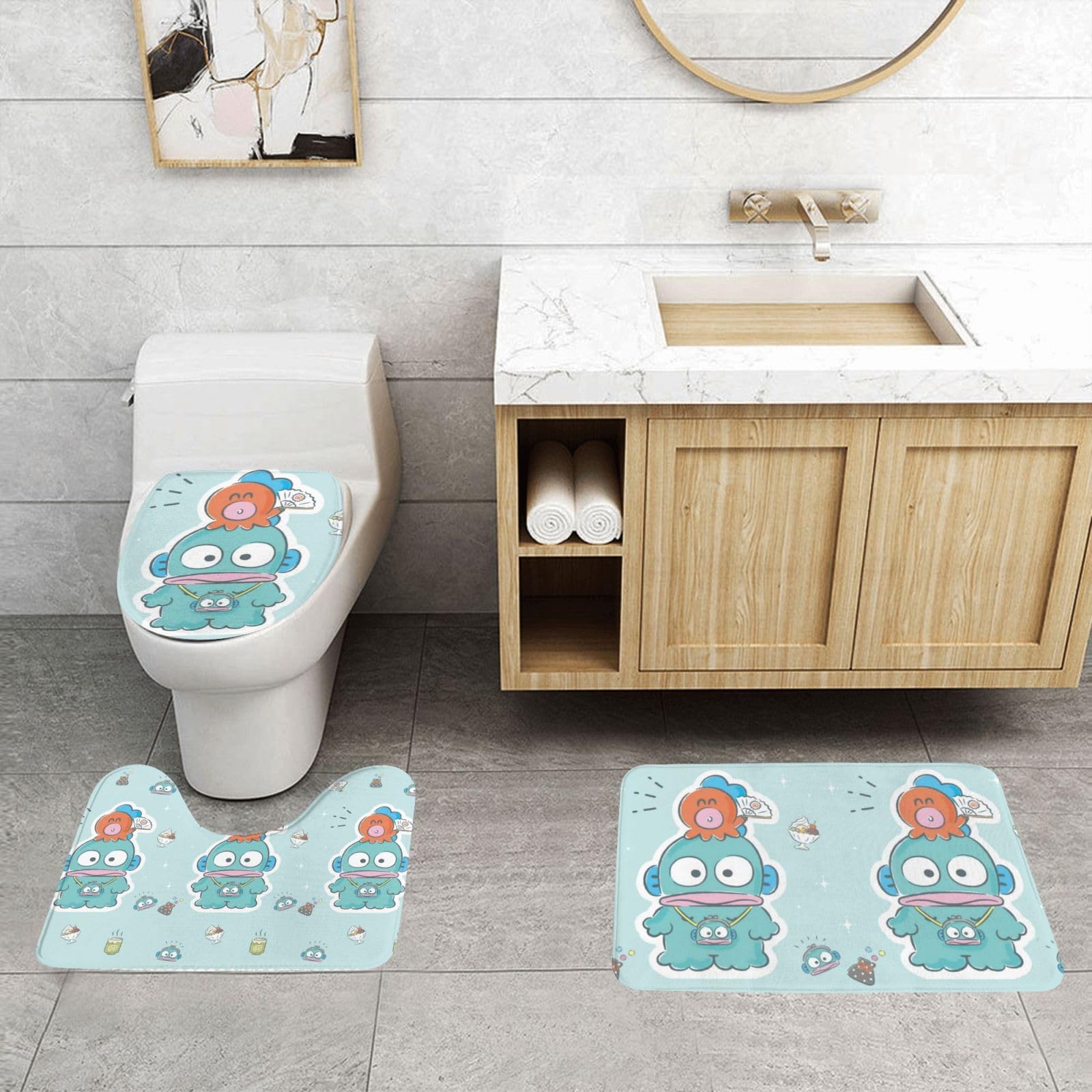 Amazon｜NEKKIIハンギョドン(2) 3点セット トイレマット フタカバー