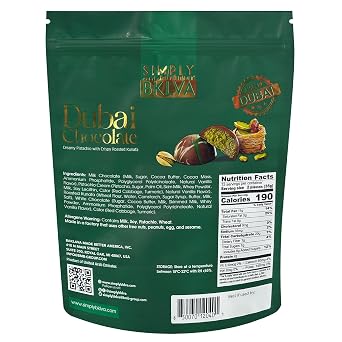 Simply BKLVA Dubai Chocolate, Creamy Pistachio with Crispy Roasted Kunafa, 15.87 oz, 26 Pieces