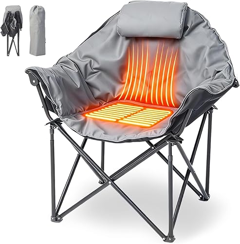 Silla de campamento con calefacción de gran tamaño, silla plegable con calefacción para el respaldo y el asiento, soporte resistente de 400 libras, disponible en Yaxa Costa Rica
