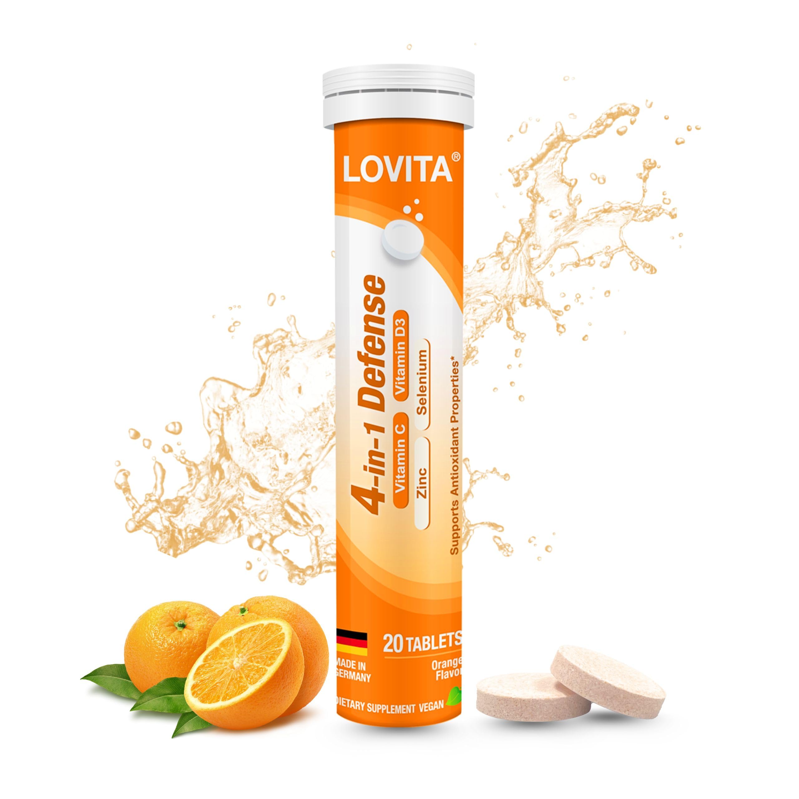 LOVITA 4-in-1 Vitamin C Effervescent Tablets, 20 Count 20 Count (Pack of 1)