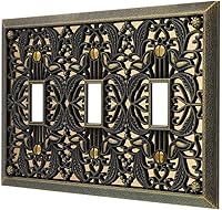 Vista 4 de Amerelle tapa para tomacorriente doble de metal con diseño de filigrana, 65TAB